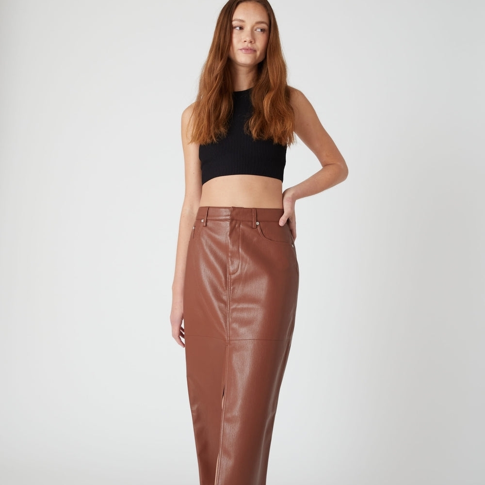 Blank NYC Brown Leather Pencil Skirt